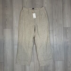 NWT Quince Women 14 100% European Linen Pleated Trouser Flax Pants READ